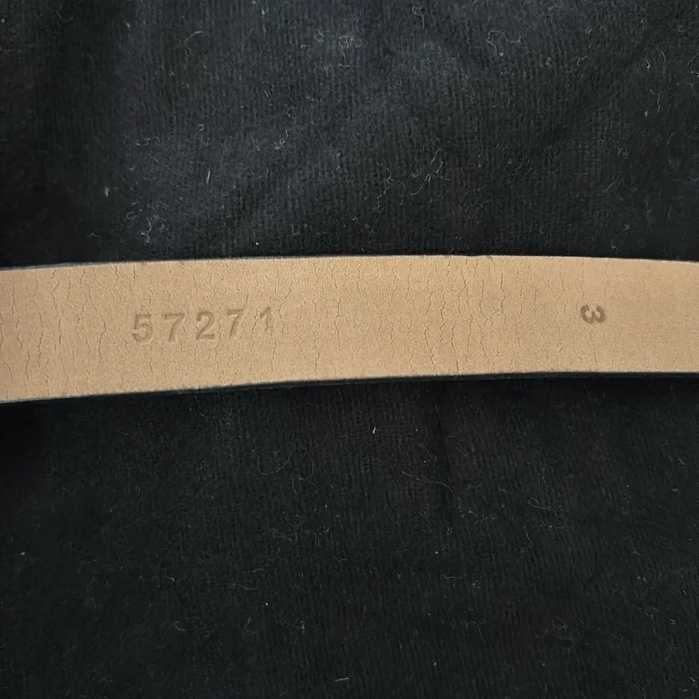 St.John Silver Bar Buckle Black Leather Skinny Belt Size XSmall/Small
